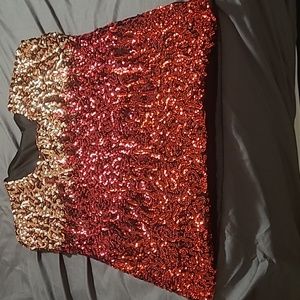 Gold to Red Sequin Blouse 2XL